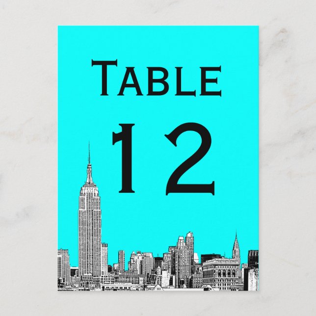Postale Carte numérique NYC Skyline 01 Etched Table Number (Devant)