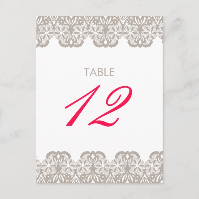 Postale Carte Numéro de la table de dentelle Cappuccino (Devant)