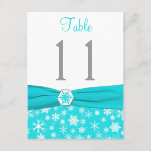 Postale Carte Numéro de tableau Aqua, White, Grey Snowflak