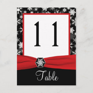 Postale Carte Numéro de tableau Black, White, Red Snowflak