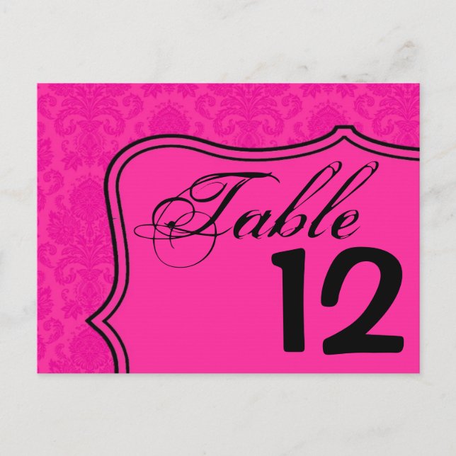 Postale Carte Numéro de tableau Dentelle noire rose chaud (Devant)