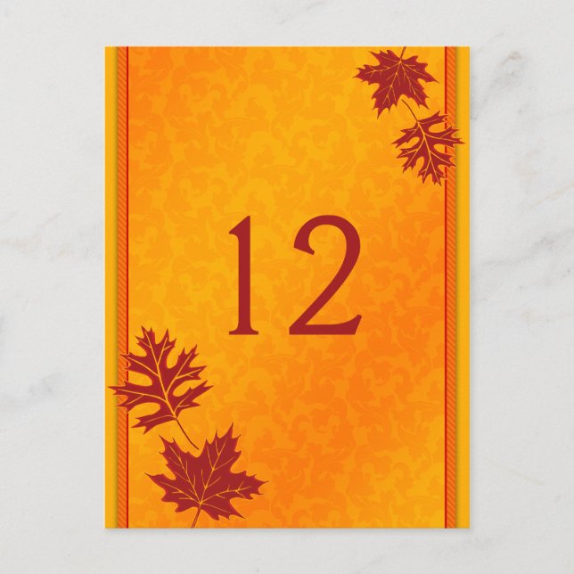Postale Carte Numéro de tableau Feuilles Automne (Devant)