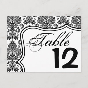 Postale Carte Numéro de tableau noir blanc dentelle Damas
