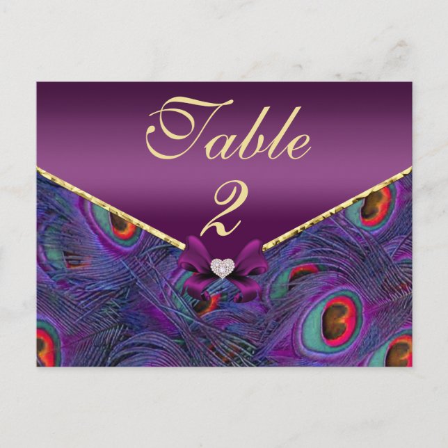 Postale Carte Numéro de tableau Plum Purple Peacock (Devant)