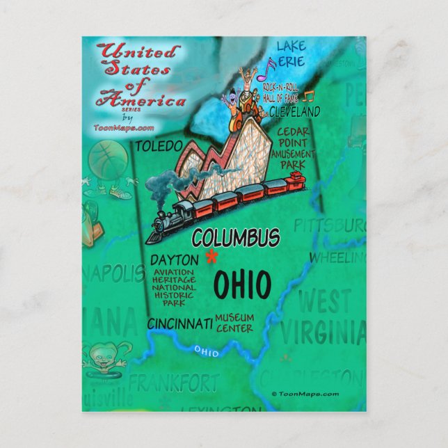 Postale Carte Ohio USA (Devant)
