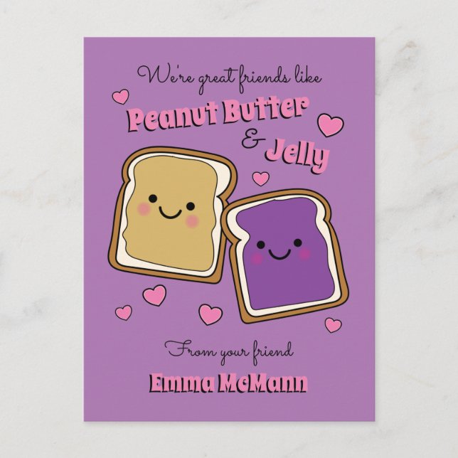 Postale Carte PBJ Valentine Beurre d'arachide Jelly (Devant)