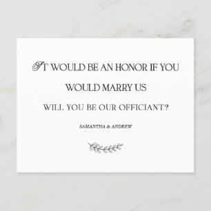 Postale Carte personnalisée d'officiant de mariage élégant