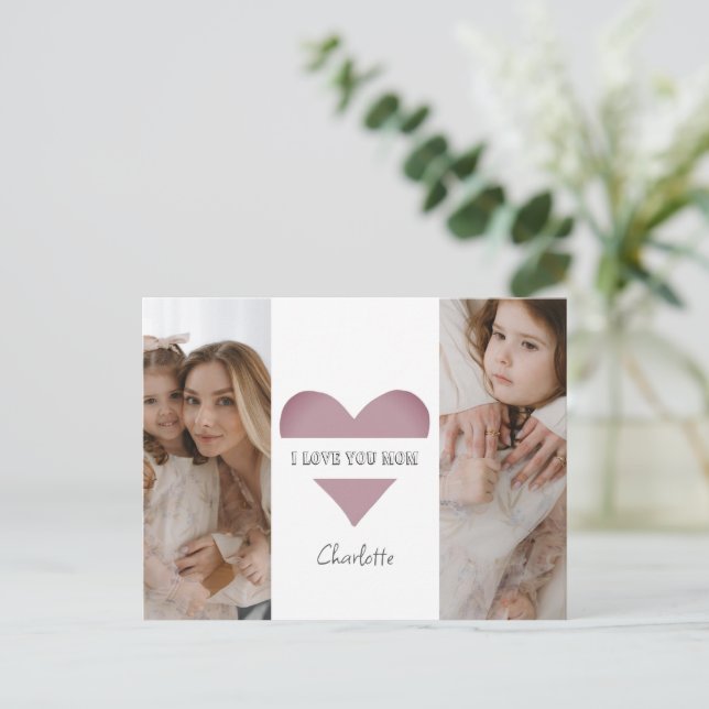 Postale Carte personnalisée "I Love You Mom" (Debout devant)
