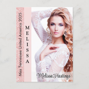 Postale Carte photo auto-graphe rose Pink Glitz