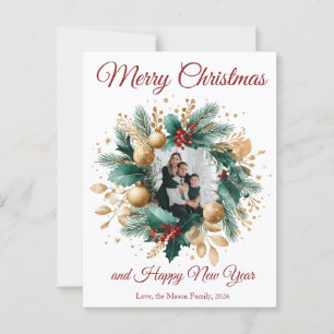 Postale Carte photo de couronne de Noël personnalisé