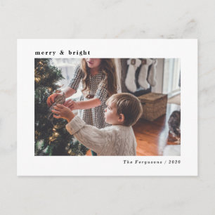Postale Carte photo de Noël blanc minimaliste moderne