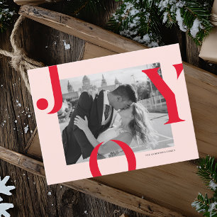 Postale Carte photo de Noël JOIE moderne   Rouge gras et r