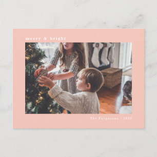 Postale Carte photo de Noël minimaliste rose moderne