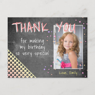 Postale Carte photo de remerciement d'anniversaire Cœur et