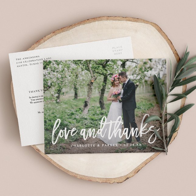 Postale Carte photo du Merci Mariage brossé (Créateur téléchargé)