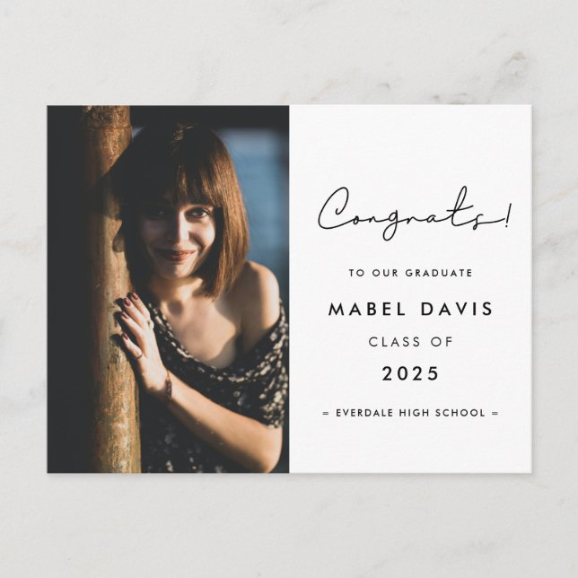 Postale Carte photo félicitations manuscrites minimalistes (Devant)