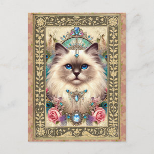 Postale Carte Photo Post personnalisable Ragdoll Chat Vint