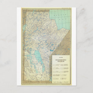 Postale Carte Physiographique du Manitoba au Canada en 186