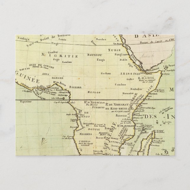 Postale Carte physique de l'Afrique (Devant)