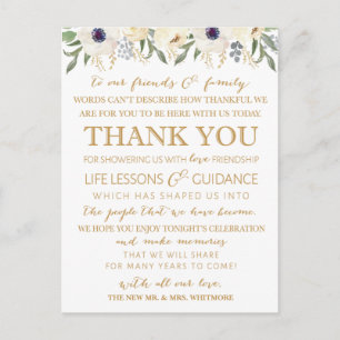 Postale Carte Place Mariage Floral moderne Merci