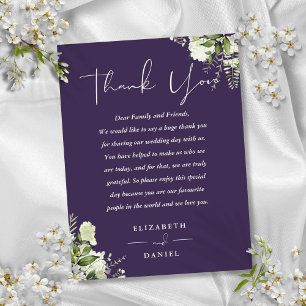 Postale Carte Place Mariage Merci vert pourpre