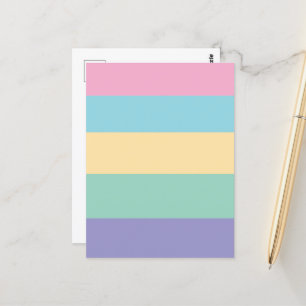 Postale Carte Plat Motif Pastel Stripes colorée