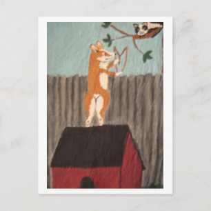 Postale Carte plate à motif de Corgi malicieux