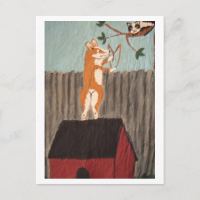 Postale Carte plate à motif de Corgi malicieux (Devant)