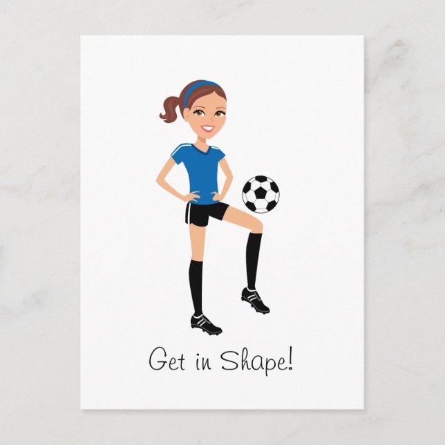 Postale Carte pliée de soccer caricaturale pour fille (Devant)