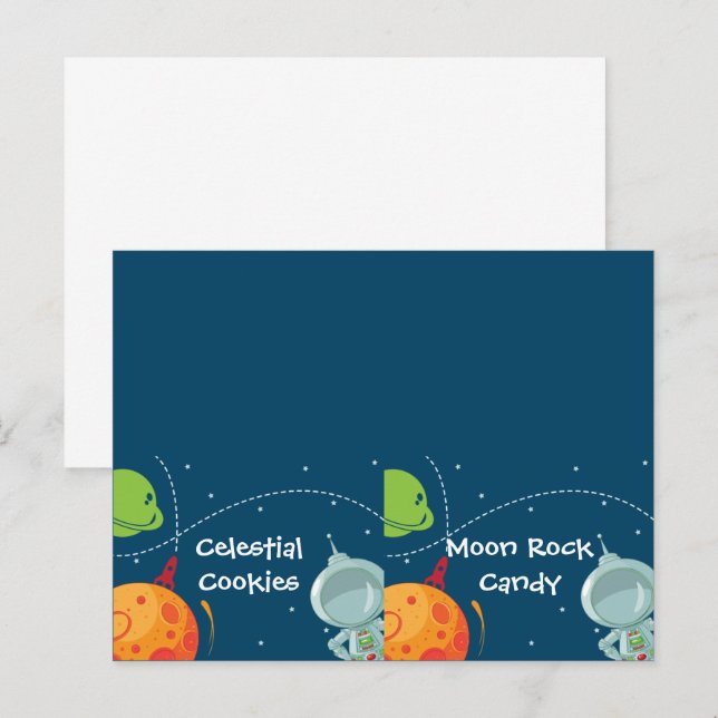 Postale Carte pliée du Étiquette alimentaire spatial (Devant / Derrière)