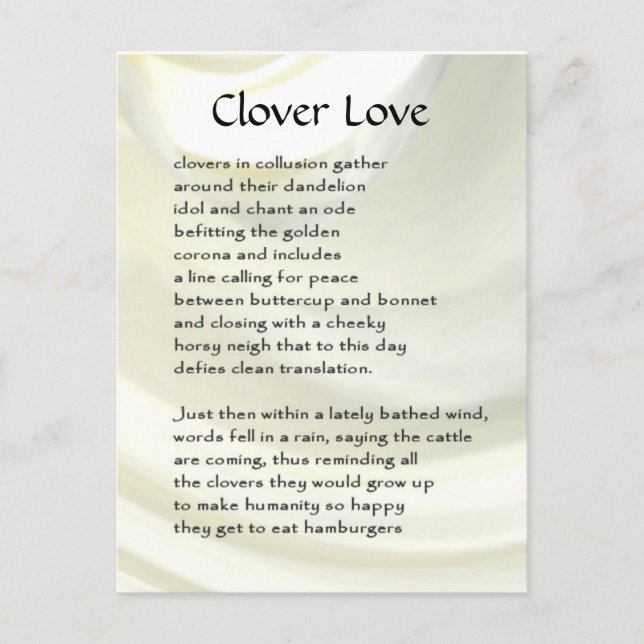 Postale Carte Poem de ferme amusante #6 (Devant)