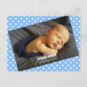 Postale Carte Pois Bébé Nouveau-né Photo Boy Blue