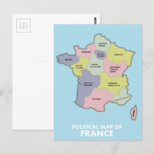 Postale Carte politique de la France