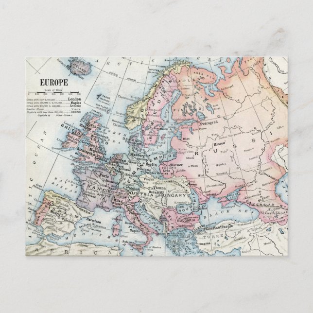 Postale Carte politique de l'Europe (1916) (Devant)