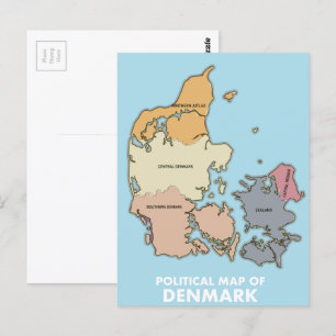 Postale Carte politique du Danemark