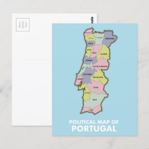Postale Carte politique du Portugal