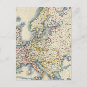 Postale Carte politique militaire de l'Europe