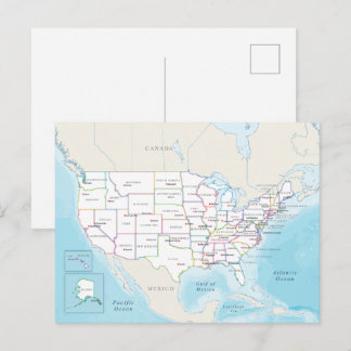 Postale Carte politique numérique des États-Unis.