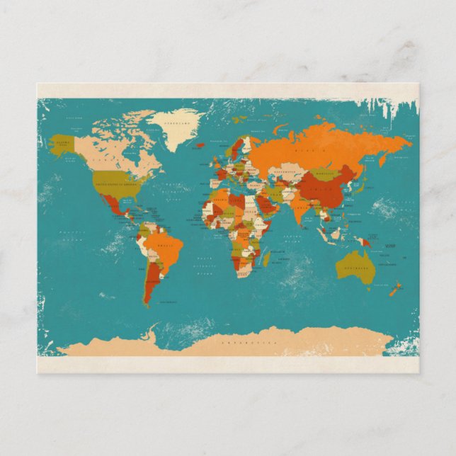 Postale Carte politique rétrograde du monde (Devant)