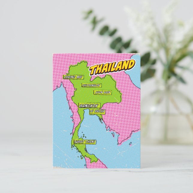 Postale Carte Pop Art Illustrated Thailand (Debout devant)