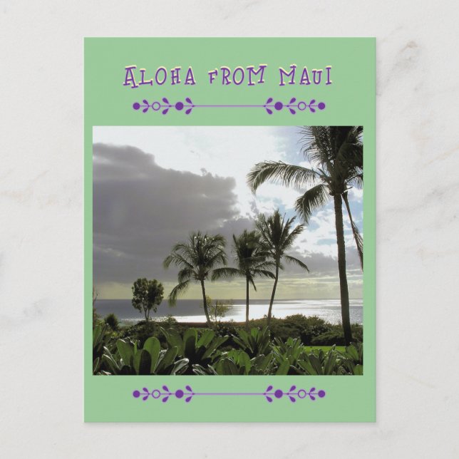 Postale CARTE POST "ALOHA from MAUI" Palm Trees (Devant)