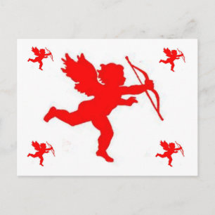 Postale Carte Post Cupid Red Plain