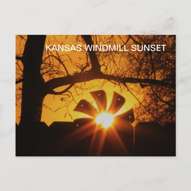 Postale CARTE POST Kansas Windmill Sunset (Devant)