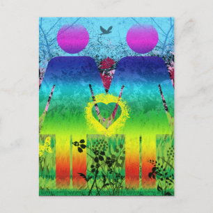 Postale Carte postale, Abstrait Rainbow Grunge Heart Love