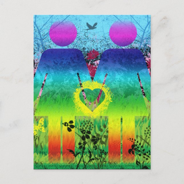 Postale Carte postale, Abstrait Rainbow Grunge Heart Love (Devant)