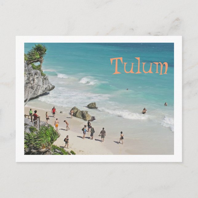 Postale carte postale, BEACH BENEATH MAYAN RUINS À TULUM (Devant)