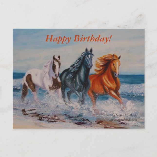 Postale Carte postale, Chevaux dans le Surf (Devant)