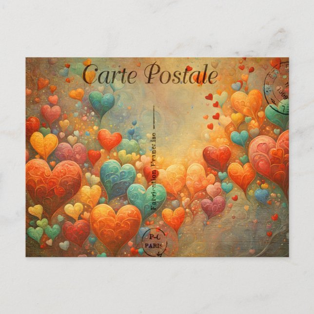 Postale Carte postale, coeurs colorés 9 (Devant)