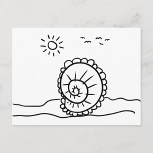 Postale Carte postale, Gribouillage sur la plage