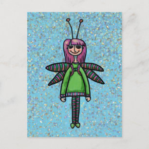 Postale Carte postale, jolie fille libellule